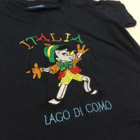 'Italia Lago di Como' Pinnochio Embroidered Navy T-Shirt - Boys 18-24 Months
