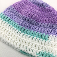 Purple, White & Mint Knitted Hat - Boys/Girls Newborn