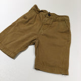 Tan Cotton Twill Shorts with Adjustable Waistband - Boys 18-24 Months