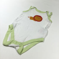Lion White & Green Sleeveless Bodysuit - Boys 0-3 Months