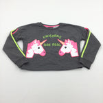 'Unicorns Are Real' Pink & Grey Cropped Sweatshirt - Girls 9-10 Years