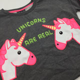 'Unicorns Are Real' Pink & Grey Cropped Sweatshirt - Girls 9-10 Years