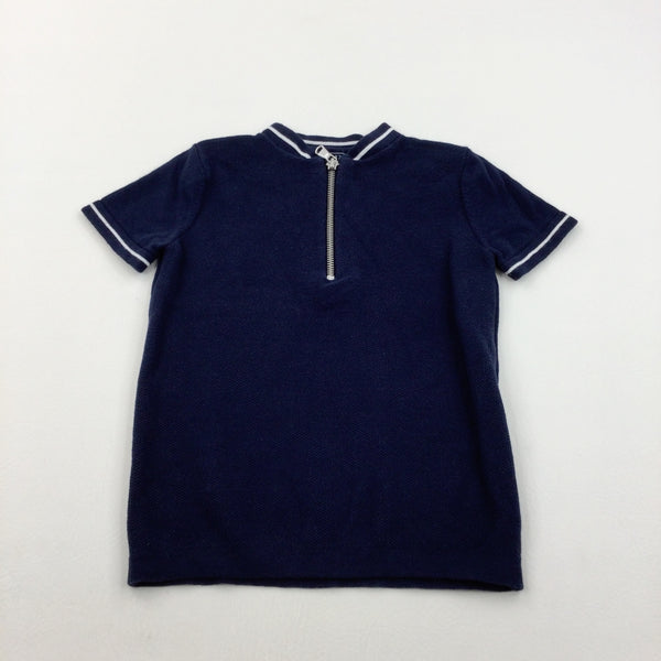Navy Knitted Polo Shirt - Boys 6 Years