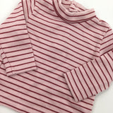 Roll Neck Pink & Red Stripe Long Sleeve Top - Girls 6 Months