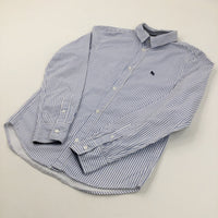 Blue & White Striped Long Sleeve Shirt - Boys 10-11 Years