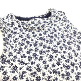 Flowers Navy & White Lightweight Jersey Sleeveless Tunic Top - Girls 2-3 Years