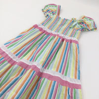 Colourful Striped Cotton Dress - Girls 10-11 Years