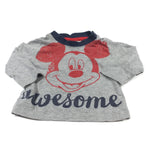 'Awesome' Mickey Mouse Grey & Navy Long Sleeve Top - Boys 0-3 Months