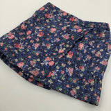 Flowers Sparkly Blue & Pink Polyester Skort (Shorts/Skirt) - Girls 13-14 Years
