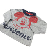 'Awesome' Mickey Mouse Grey & Navy Long Sleeve Top - Boys 0-3 Months
