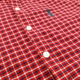 Stag Motif Red, White & Navy Checked Long Sleeve Shirt - Boys 11 Years
