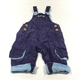 Cars Embroidered Navy Lined Corduroy Dungarees - Boys 0-3 Months