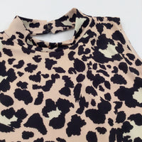 Animal Print Black, Pink & White Polyester Blouse - Girls 11-12 Years