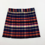 Orange & Navy Checked Skirt - Girls 5-6 Years