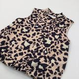 Animal Print Black, Pink & White Polyester Blouse - Girls 11-12 Years