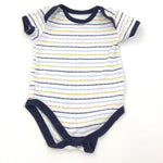 Blue, Yellow & White Short Sleeve Bodysuit - Boys 9-12 Months