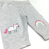 Unicorn & Rainbow Mottled Grey Leggings - Girls 0-3 Months
