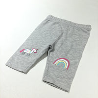 Unicorn & Rainbow Mottled Grey Leggings - Girls 0-3 Months