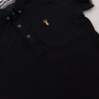 Stag Motif Black Short Sleeve Polo Shirt - Boys 7 Years