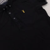 Stag Motif Black Short Sleeve Polo Shirt - Boys 7 Years