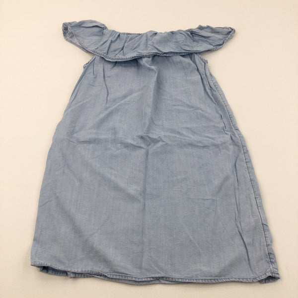 Pale Blue Denim Effect Cotton Dress - Girls 11-12 Years