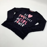 'Be Yourself…' Sparkly Black Long Sleeve Top - Girls 10-11 Years