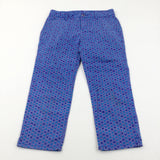 Stars Blue Midweight Cotton Trousers with Adjustable Waistband - Girls 12 Years