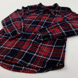 Red & Navy Tartan Long Sleeved Blouse - Girls 6 Years