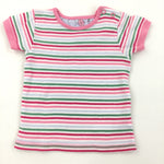 Pink, Green & Blue Stripe T-Shirt - Girls 9-12 Months