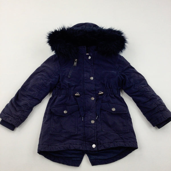 Girls navy cheap parka coat