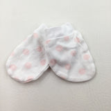 Spotty Pink & White Scratch Mitts - Girls 6-9 Months