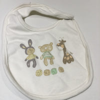 'Baby' Rabbit, Bear & Giraffe Cream Bib - Boys/Girls Early Baby
