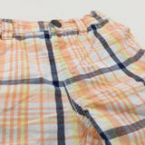 Orange, Navy & White Checked Lightweight Cotton Cargo Shorts - Boys 9-12 Months