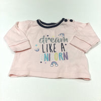 'Dream Like A Unicorn' Pink Pyjama Top - Girls 0-3 Months