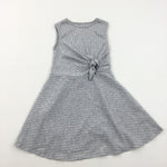 Grey Ribbed Jersey Dress - Girls 5-6 Years