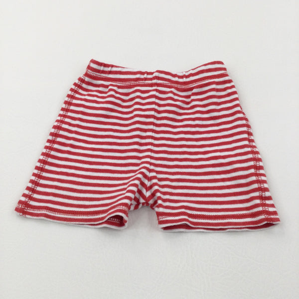 Red & White Striped Lightweight Jersey Shorts - Boys 9-12 Months