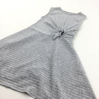 Grey Ribbed Jersey Dress - Girls 5-6 Years