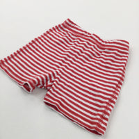 Red & White Striped Lightweight Jersey Shorts - Boys 9-12 Months