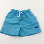 Shark Motif Blue Shell Shorts - Boys 9-12 Months