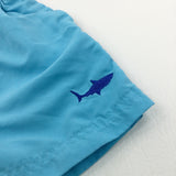 Shark Motif Blue Shell Shorts - Boys 9-12 Months