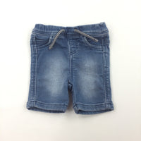 Mid Blue Stretch Denim Shorts - Boys 3-6 Months