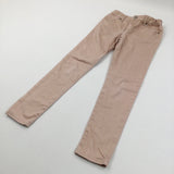 Shimmery Pink Super Skinny Fit Denim Jeans With Adjustable Waist - Girls 10-11 Years