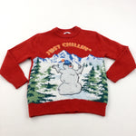 'Just Chillin'' Snowman Red Christmas Jumper - Boys/Girls 6-7 Years