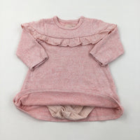 Pink Long Sleeve Dress with Integrated Bodysuit - Girls 6-9 Months