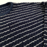 Navy & White Striped Cropped Knitted Jumper - Girls 10-11 Years