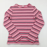 Pink Striped Long Sleeve Top - Girls 11 Years