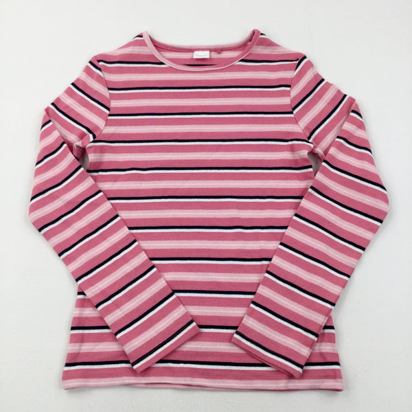 Pink Striped Long Sleeve Top - Girls 11 Years