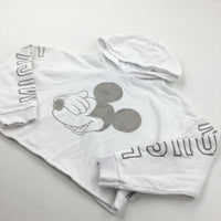 'Mickey Mouse' White Hoodie Sweatshirt - Girls 6-7 Years