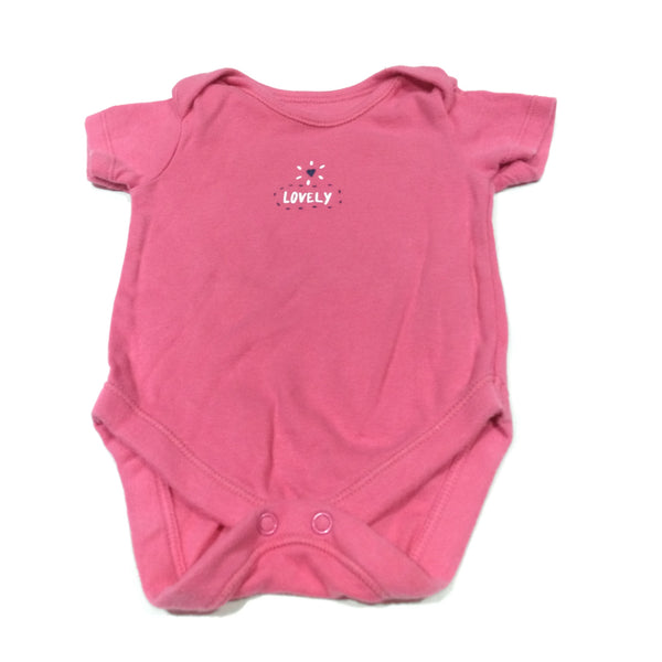 'Lovely' Pink Short Sleeve Bodysuit - Girls 0-3 Months
