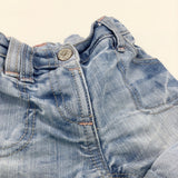 Light Blue Denim Shorts with Adjustable Waistband - Girls 9-12 Months